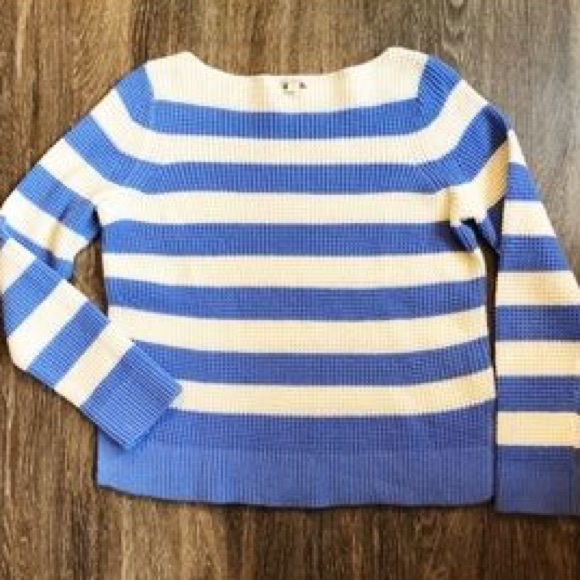GAP White and Blue Boatneck Striped Sweater Size M - Picture 3 of 5